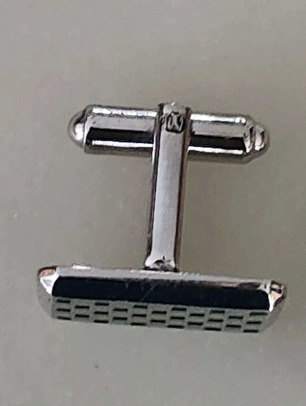 Vtg Hickok Silver Tone Rectangular Check Pattern Cufflinks